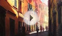 Sunlit Alleyway in Italy - original oil painting by